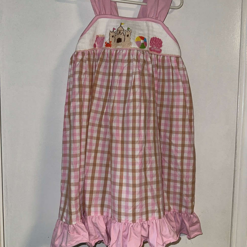 Pink and White Checkered Kids Dress